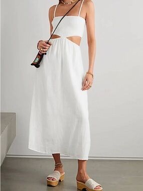 Faithfull the Brand White Cutout Maxi Dress with Slim Straps